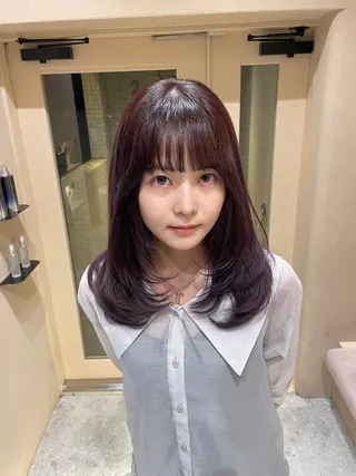 セミロング カラー 暖色系カラー/オリー ブカラー💚宮城のヘアスタイル