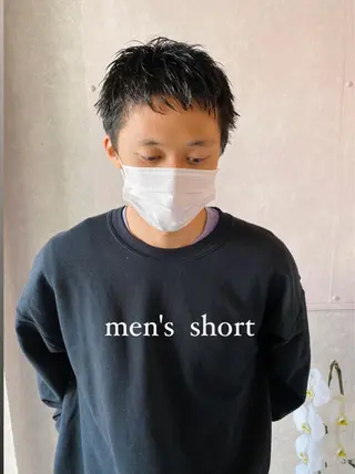 ショート メンズ レイヤーウルフ エクステ磯部のヘアスタイル