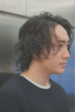 ミディアム パーマ メンズ 原宿パーマ・カラー 小原隼人のヘアスタイル