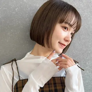 ショート カラー ボブ/巻ける縮毛矯正 /韓国レイヤーはなのヘアスタイル