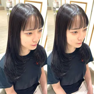 セミロング カラー スズキ マリのヘアスタイル