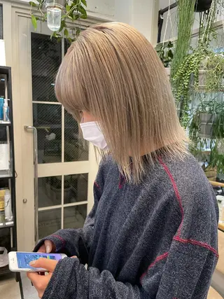 ミディアム 小顔レイヤー×コンパ クトボブ/林隆平のヘアスタイル