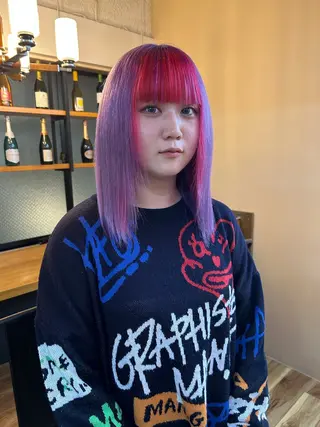 セミロング カラー ハイトーンカラー ⭐️NAZUNAのヘアスタイル