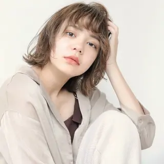 ミディアム カラー パーマ 南澤 佑介のヘアスタイル