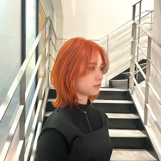 ミディアム カラー GO TODAY SHAiRE SALON 原宿本店所属・ブリーチ/レイヤー ハッシュカット/河内のヘアスタイル