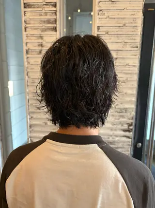 ミディアム パーマ メンズ ✨艶ブリーチカラー✨ 酸性ストレート光太郎のヘアスタイル
