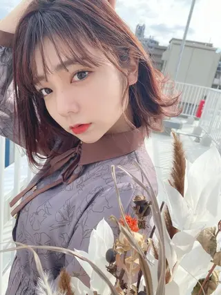 ミディアム レイヤーカット・ 縮毛矯正 星野のヘアスタイル