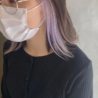 ミディアム カラー ヨシナガマユ🦕 髪質改善艶カラーのヘアスタイル