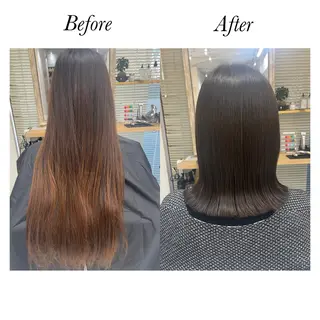 ミディアム レイヤーカット・ 縮毛矯正 星野のヘアスタイル