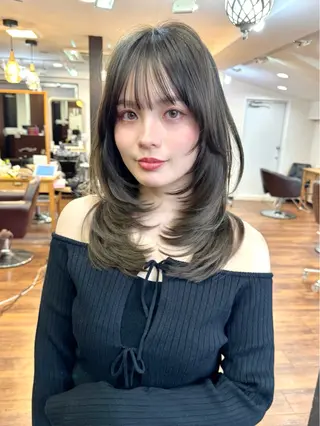 セミロング カラー 似合わせレイヤー 🇰🇷荒木洋文のヘアスタイル