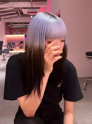 セミロング sara/名古屋/ワ ンカラー/ハイトーンのヘアスタイル