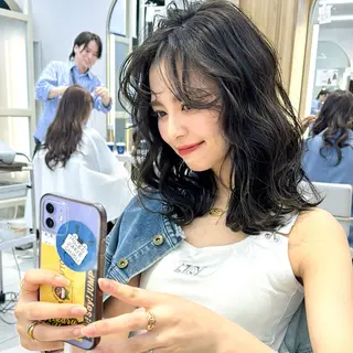 ミディアム 韓国ヘア♡ 顔まわりカットayaのヘアスタイル