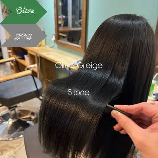 セミロング カラー 髪質改善/美髪矯正/ ハッシュカット/韓国のヘアスタイル