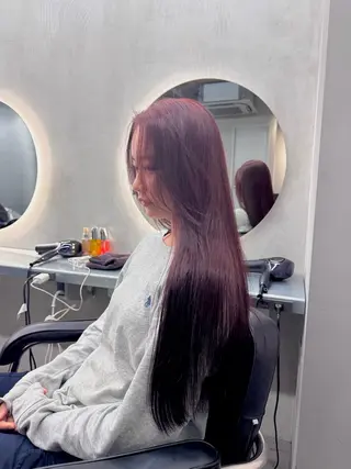 ロング カラー ブリーチしない 暖色colorのヘアスタイル