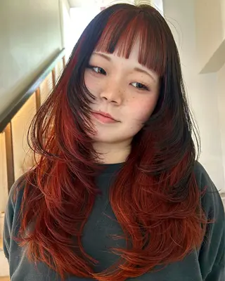 ロング カラー 🌟暖色系ハイトーン 🌟AIのヘアスタイル