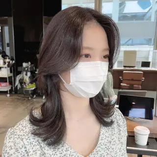 ミディアム 本格韓国ヘア🇰🇷 【uni】キューさんのヘアスタイル