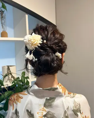 セミロング ヘアアレンジ アレンジ/新宿 透明感カラー/ヤノのヘアスタイル