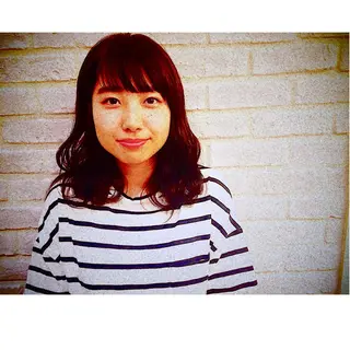 セミロング カラー パーマ ヘアアレンジ 藤井 菜緒のヘアスタイル