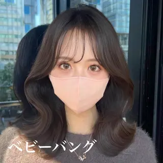 セミロング カラー 韓国ヘア♡ 顔まわりカットayaのヘアスタイル