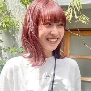 ミディアム カラー 🍊暖色×顔周り 🍊cocoroのヘアスタイル