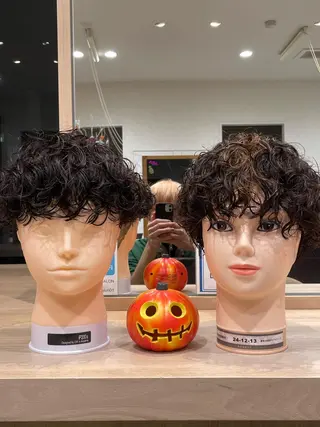 パーマ メンズ メンズ専門/パーマ 束間ショートのヘアスタイル