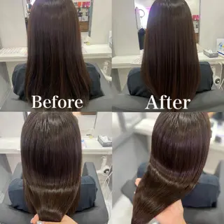 セミロング カラー 髪質改善×矯正🫧 韓国ヘアasamiのヘアスタイル