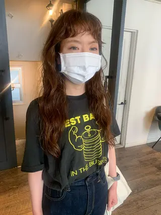 ロング カラー パーマ ヘアアレンジ メンズ キッズ ネイル マツエク・マツパ SALOWIN梅田茶屋町店所属・ウルフレイヤーカット /チヒロのヘアスタイル