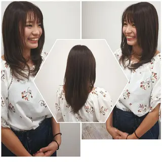 セミロング カラー Aile所属・酸性ストレート／カラ ー/山下高明のヘアスタイル