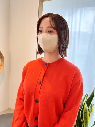 ショート カラー ミディアムパーマ /癖毛パーマのヘアスタイル