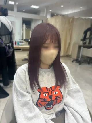 ミディアム カラー 推し活/韓国/ブリー チカラーminamiのヘアスタイル