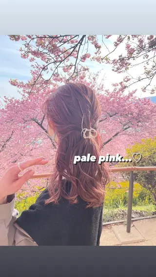 セミロング カラー ヘアアレンジ ハイトーンピンク🍑 ブリーチ🍑RINAのヘアスタイル