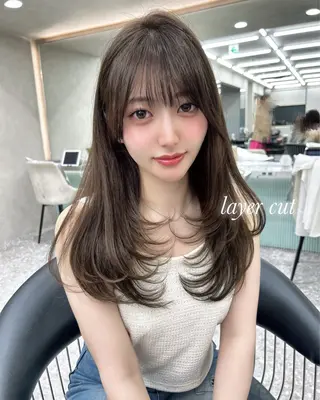 セミロング カラー ヘアアレンジ fumika🎀 韓国ヘアのヘアスタイル