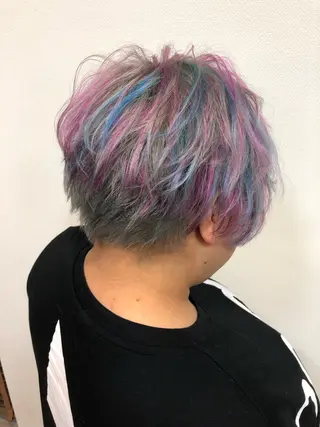 ショート カラー パーマ ヘアアレンジ メンズ ❣️倉敷❣️美髪 カラー能登一成のヘアスタイル