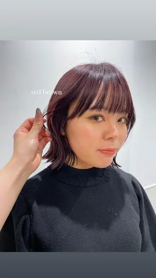 ミディアム カラー ハイトーン/ボブ /HBL/AYUNAのヘアスタイル