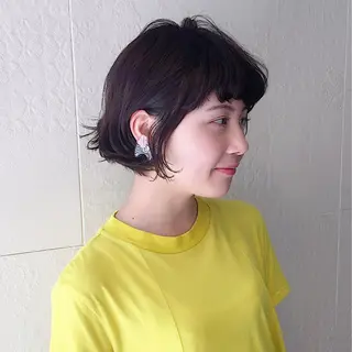 ショート カラー パーマ 長井 美佳のヘアスタイル