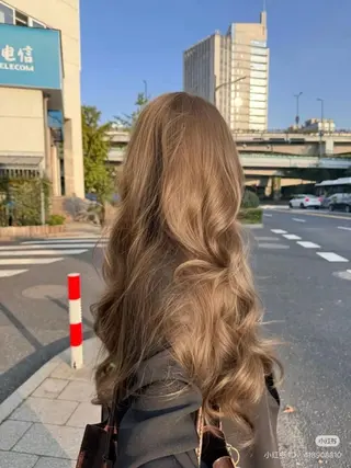 ロング カラー ヘアアレンジ 🥨ベージュ/グレー ジュ/moe🥨のヘアスタイル