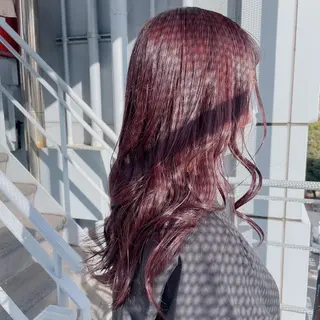 セミロング カラー ヘアアレンジ なつき/艶ピンク/ girly hairのヘアスタイル