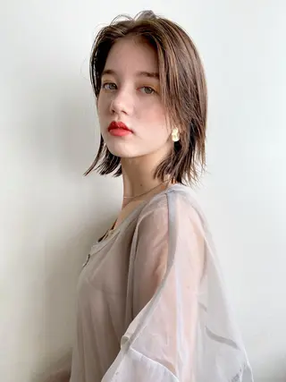 ミディアム カラー benji仙台所属・KOKI/ ボブ/ パーマ/透明感カラーのヘアスタイル