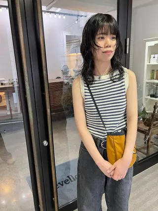 セミロング カラー パーマ 千葉 郁也のヘアスタイル