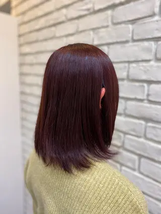 ミディアム YASU🍎CUT 赤系カラー/ヘアケアのヘアスタイル
