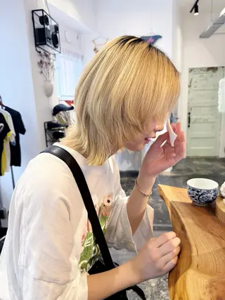 ミディアム Vibe所属・hanami パーマ/透明感カラーのヘアスタイル