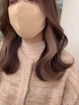 セミロング カラー 🥞ベージュ系カラー 【すずきりほ】🥞のヘアスタイル