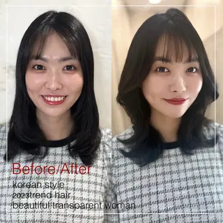 ミディアム カラー パーマ ヘアアレンジ CHIHIRO🤍 色っぽ韓国ヘアのヘアスタイル