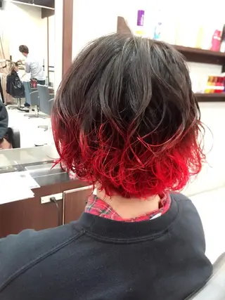 ショート ミディアム カラー パーマ ヘアアレンジ MODE K's松原 YUMIのヘアスタイル