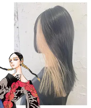 セミロング カラー GARU-ガル-所属・TSUNO🦖 派手髪/オタク美容師のヘアスタイル