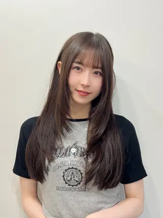 ロング カラー 武田涼レイヤーカット 髪質改善×縮毛矯正のヘアスタイル