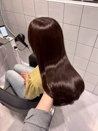 ロング カラー ヘアアレンジ ワインレッド🍒ラベ ンダーKiyokaのヘアスタイル