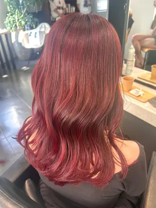 セミロング カラー 暖色🍒姫カット🎀 オタク特化🎀ゆうなのヘアスタイル