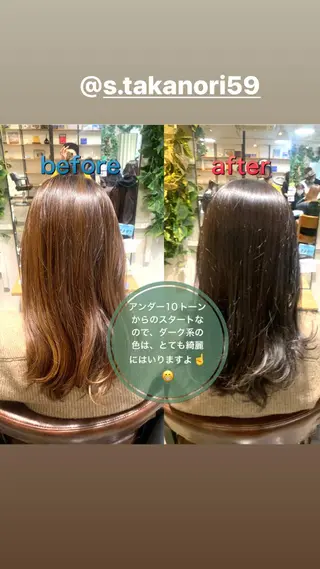 セミロング カラー ハイライト✨髪質改善 TAKAさんです😊のヘアスタイル