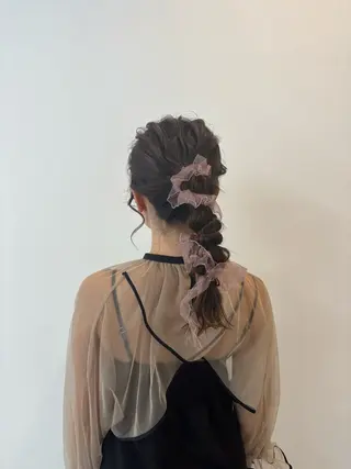 セミロング ヘアアレンジ 鍋嶋 涼香のヘアスタイル